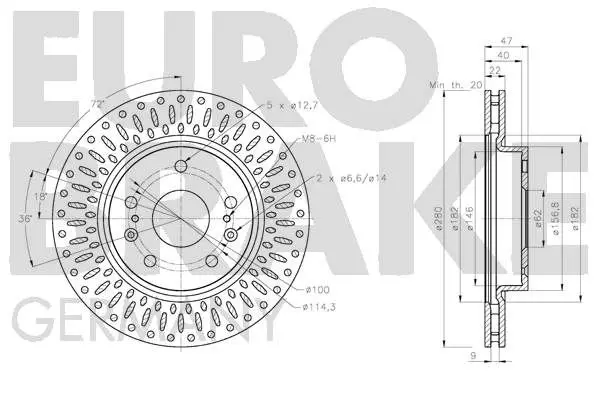 Handler.Part Brake disc EUROBRAKE 5815205231 3