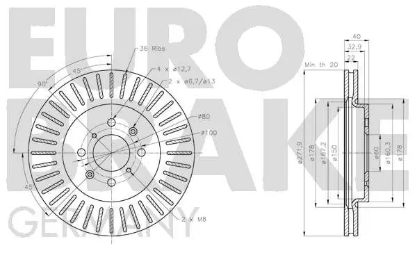 Handler.Part Brake disc EUROBRAKE 5815205236 3