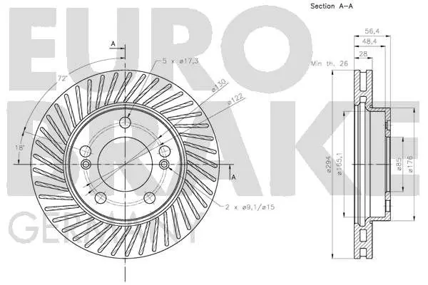 Handler.Part Brake disc EUROBRAKE 5815205703 3