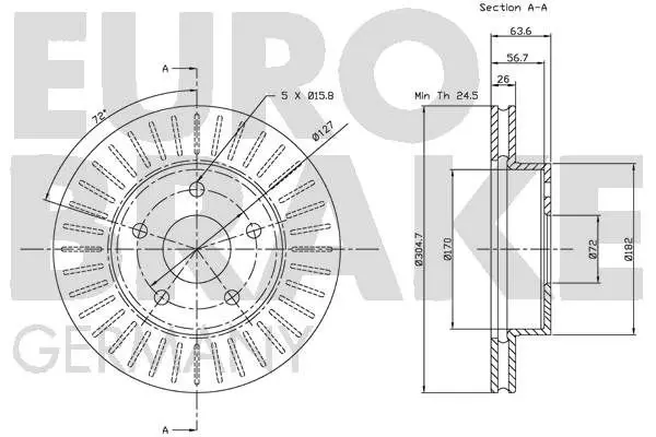 Handler.Part Brake disc EUROBRAKE 5815209303 3