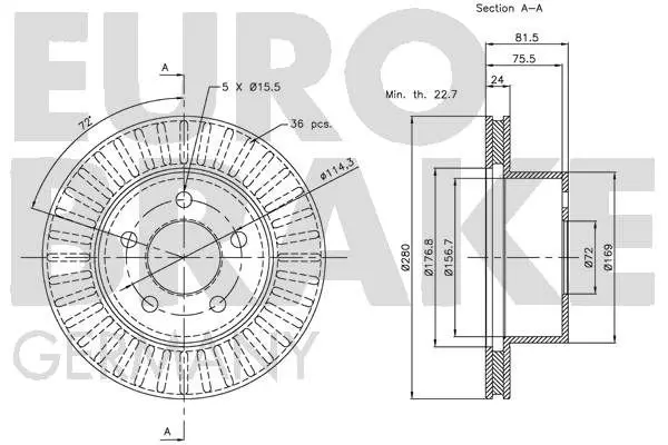 Handler.Part Brake disc EUROBRAKE 5815209306 3