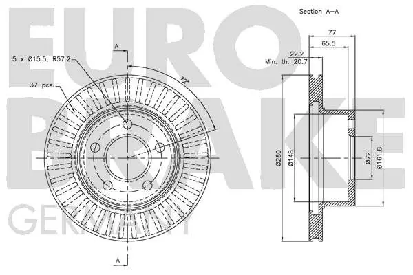 Handler.Part Brake disc EUROBRAKE 5815209308 3