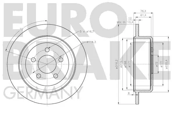 Handler.Part Brake disc EUROBRAKE 5815209322 3