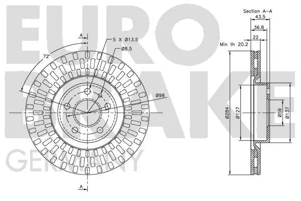 Handler.Part Brake disc EUROBRAKE 5815209925 3