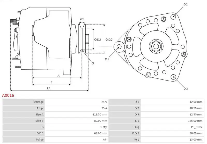 Handler.Part Alternator AS-PL A0016 6