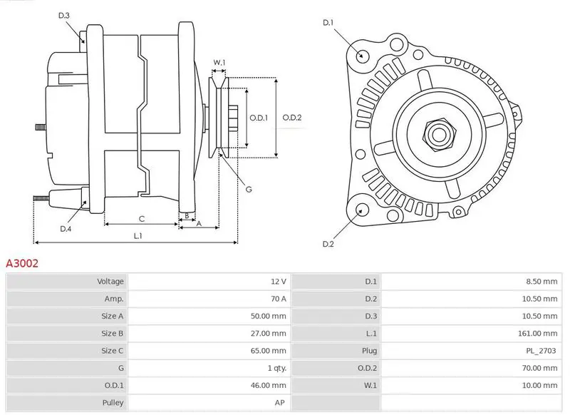 Handler.Part Alternator AS-PL A3002 6