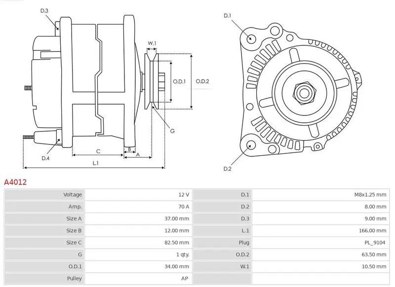 Handler.Part Alternator AS-PL A4012 6