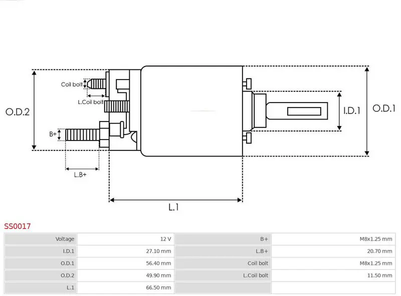 Handler.Part Solenoid switch, starter AS-PL SS0017 4