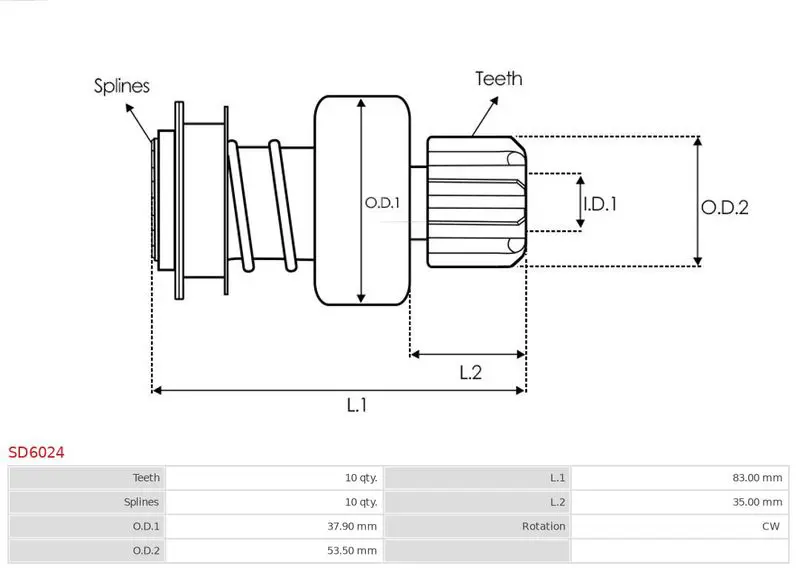 Handler.Part Freewheel gear, starter AS-PL SD6024 4