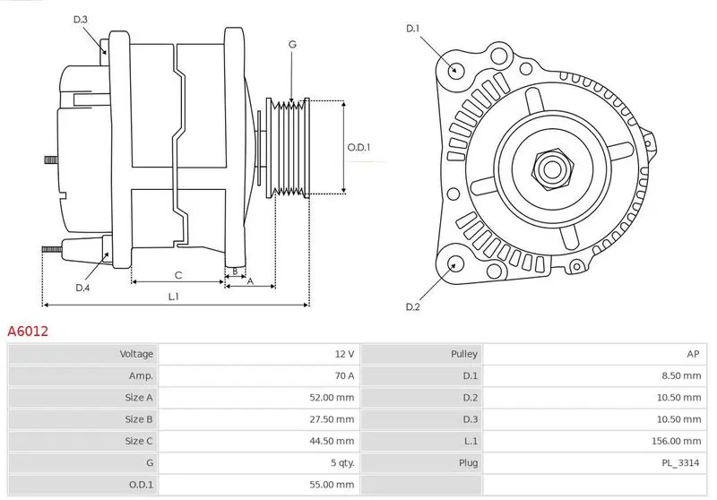 Handler.Part Alternator AS-PL A6012 5