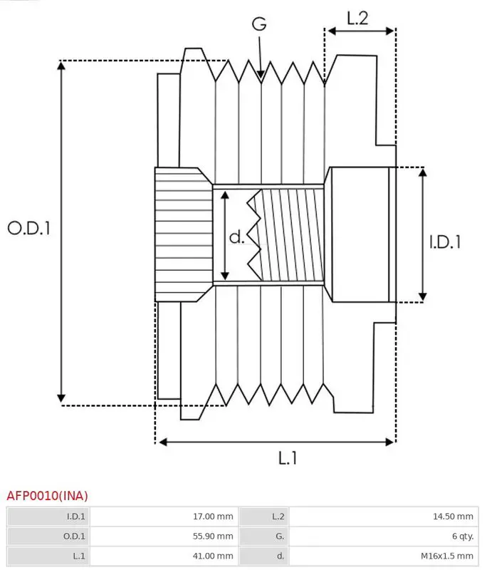 Handler.Part Alternator freewheel clutch AS-PL AFP0010INA 4