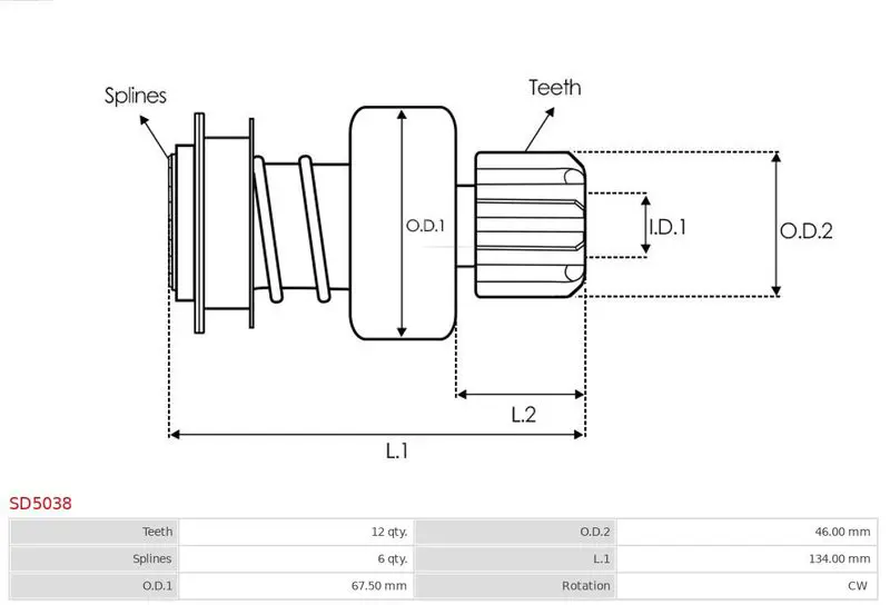 Handler.Part Freewheel gear, starter AS-PL SD5038 4