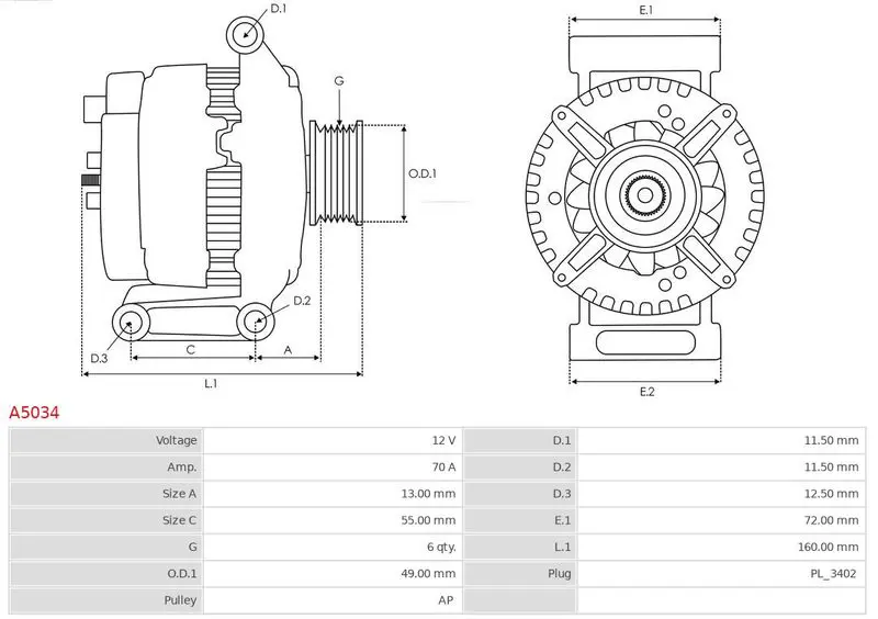 Handler.Part Alternator AS-PL A5034 5