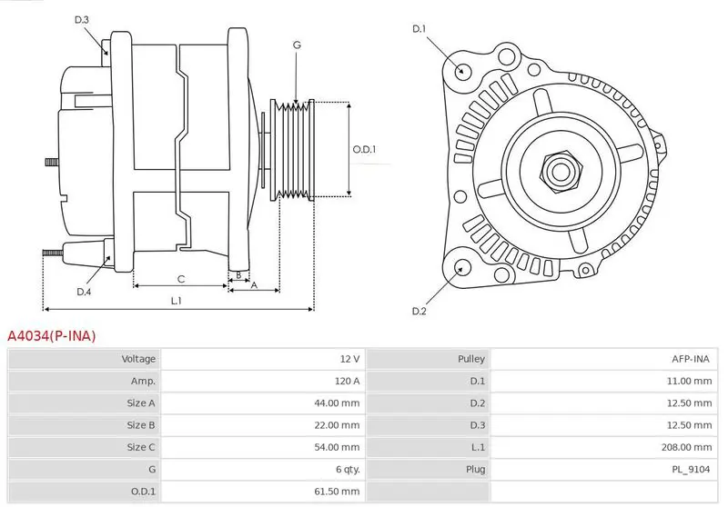 Handler.Part Alternator AS-PL A4034PINA 5