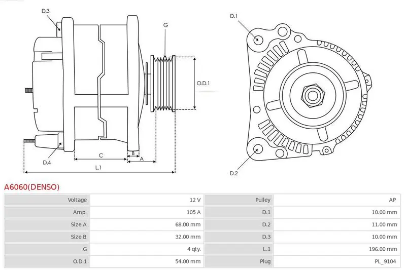 Handler.Part Alternator AS-PL A6060DENSO 5