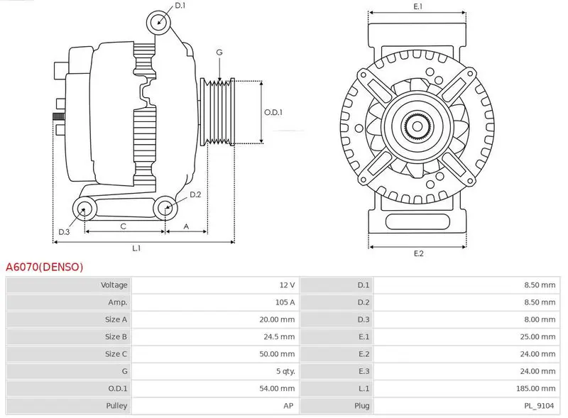 Handler.Part Alternator AS-PL A6070DENSO 5