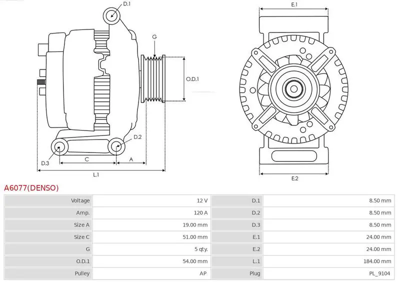 Handler.Part Alternator AS-PL A6077DENSO 5