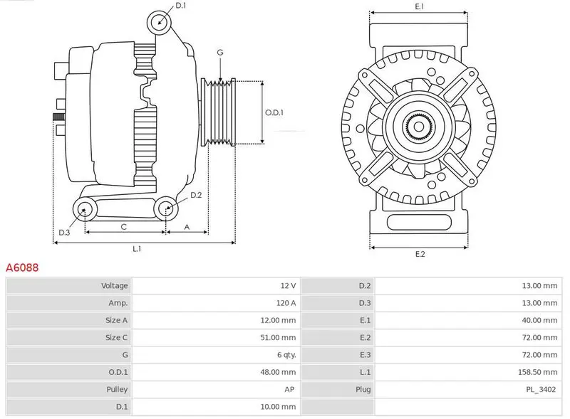 Handler.Part Alternator AS-PL A6088 5