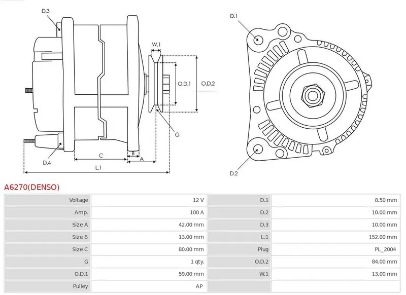 Handler.Part Alternator AS-PL A6270DENSO 6