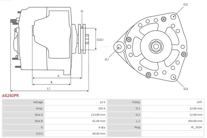 Handler.Part Alternator AS-PL A6260PR 5