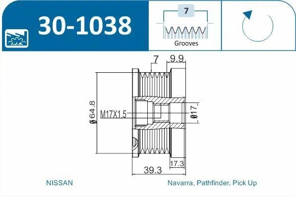 Handler.Part Alternator freewheel clutch IJS GROUP 301038 2