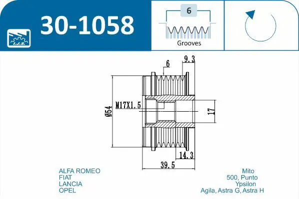 Handler.Part Alternator freewheel clutch IJS GROUP 301058 2