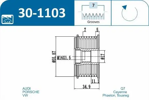 Handler.Part Alternator freewheel clutch IJS GROUP 301103 2