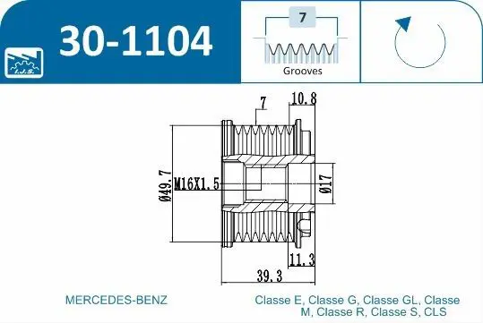 Handler.Part Alternator freewheel clutch IJS GROUP 301104 2