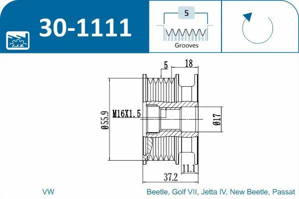 Handler.Part Alternator freewheel clutch IJS GROUP 301111 2