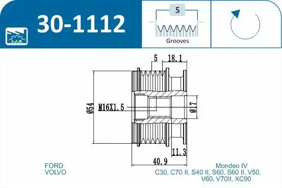 Handler.Part Alternator freewheel clutch IJS GROUP 301112 2