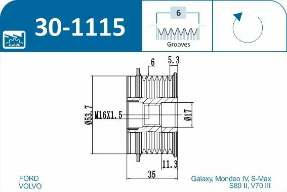 Handler.Part Alternator freewheel clutch IJS GROUP 301115 2