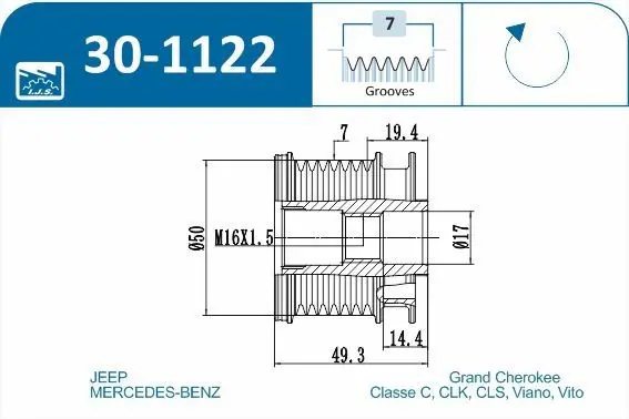 Handler.Part Alternator freewheel clutch IJS GROUP 301122 2