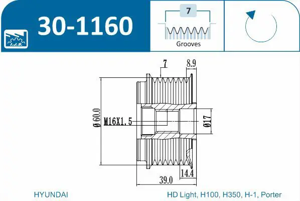 Handler.Part Alternator freewheel clutch IJS GROUP 301160 2