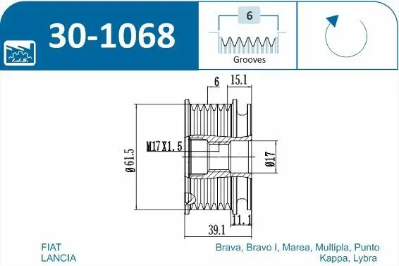 Handler.Part Alternator freewheel clutch IJS GROUP 301068 2