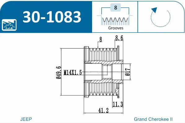 Handler.Part Alternator freewheel clutch IJS GROUP 301083 2