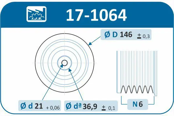 Handler.Part Belt pulley, crankshaft IJS GROUP 171064 2