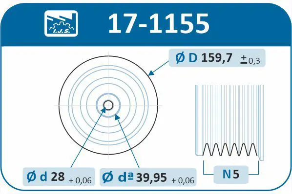 Handler.Part Belt pulley, crankshaft IJS GROUP 171155 2