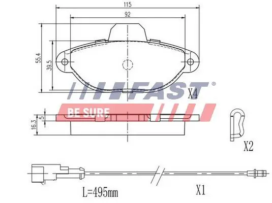 Handler.Part Brake pad set, disc brake FAST FT29051 1