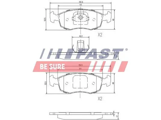 Handler.Part Brake pad set, disc brake FAST FT29122 1